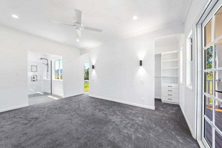 Master Bedroom with natural lighting, french opening doors out to the verandah, walk in wardrobe and large ensuite bathroom.
